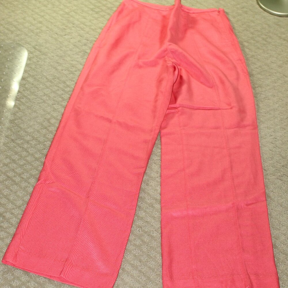 NWT Ann Taylor Women's 6 Pink High Rise Wide Leg Side Zip Pants